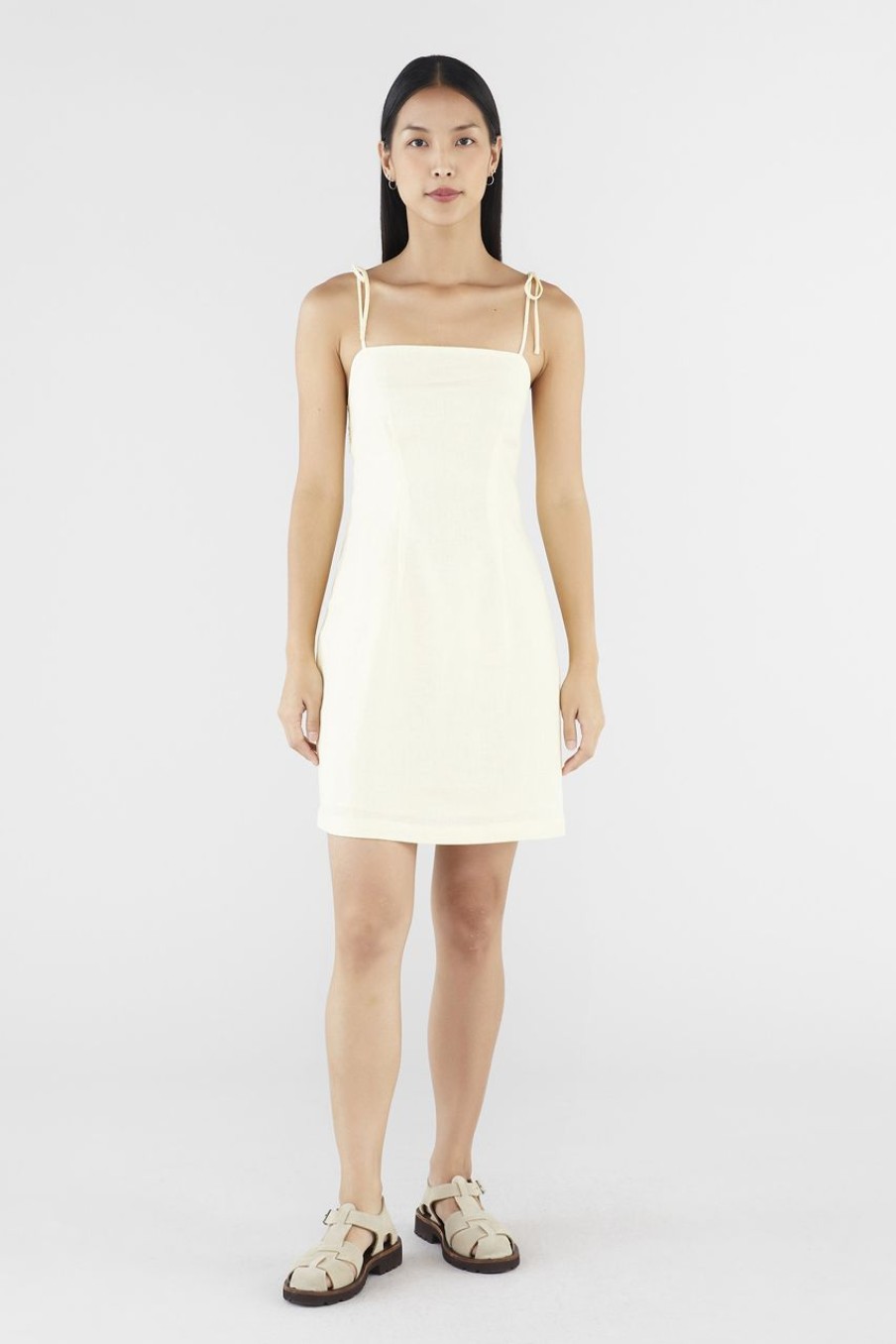 Women The Editor's Market Dresses | Farsa Linen Tie-Strap Dress Sunshine