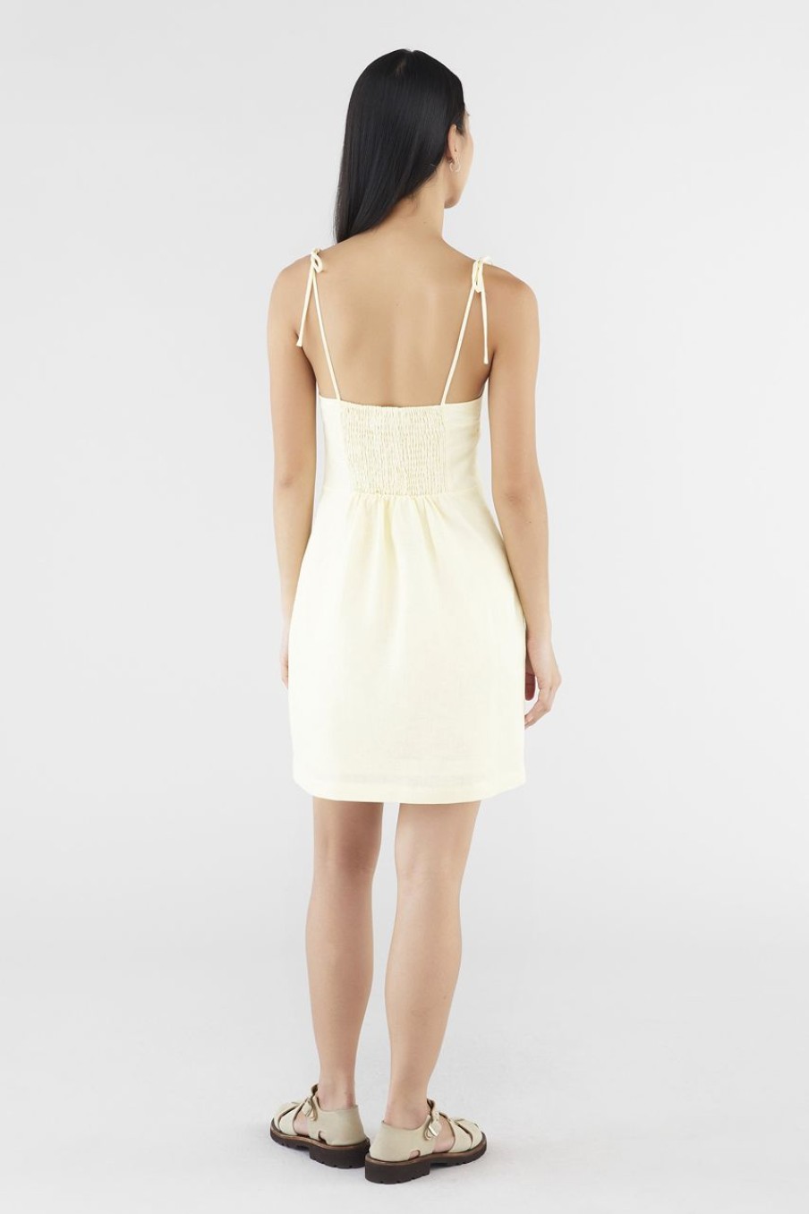 Women The Editor's Market Dresses | Farsa Linen Tie-Strap Dress Sunshine