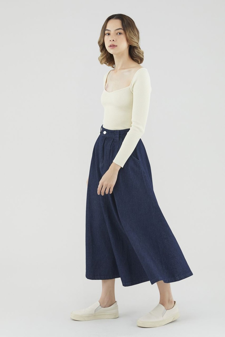 Women The Editor's Market Skirts | Kindall Denim Skirt Dark Denim Blue