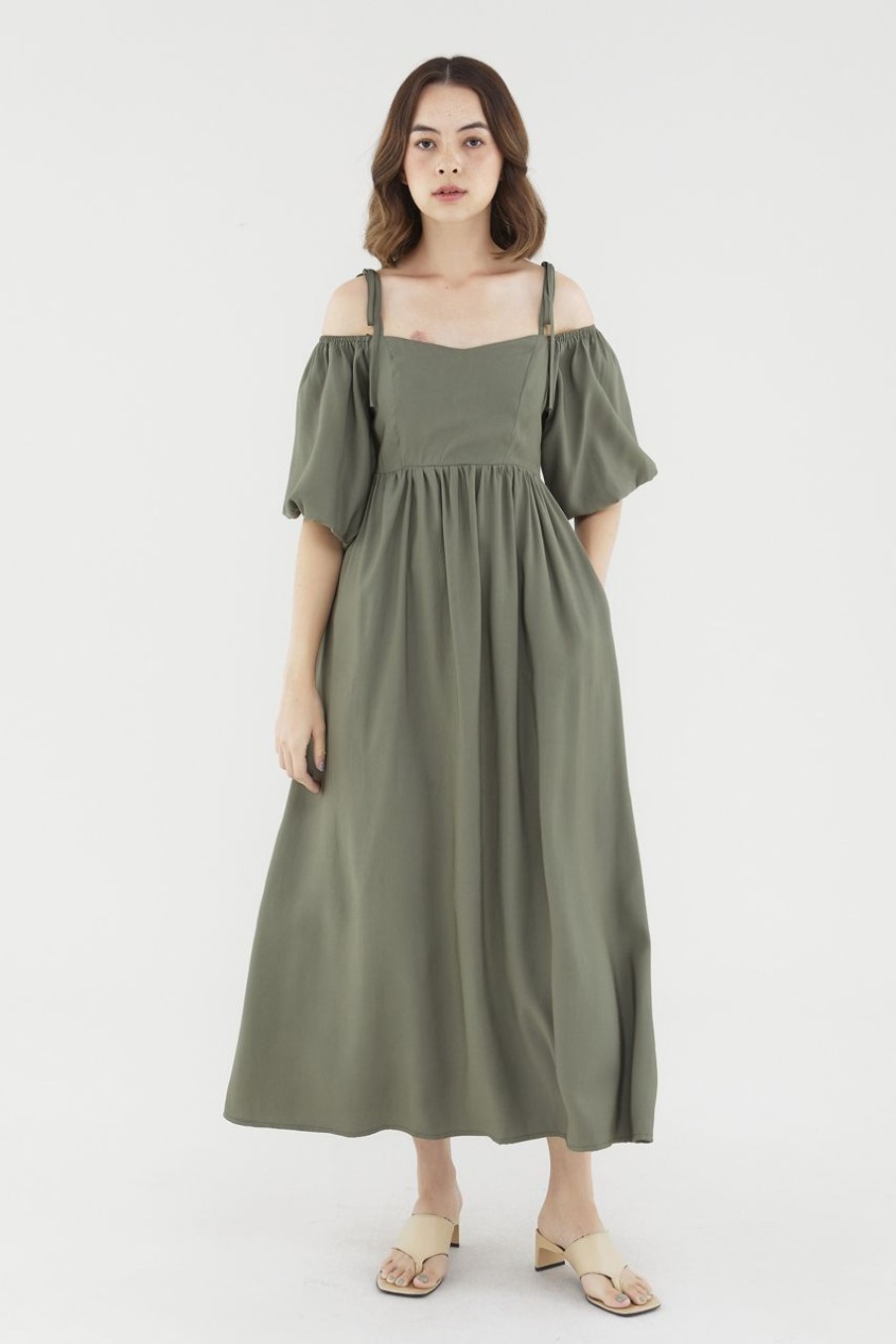 Women The Editor's Market Dresses | Phoeby Cold Shoulder Dress Safari