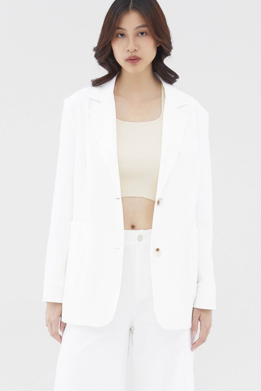 Women The Editor's Market Outerwear | Darcy Padded Blazer Ivory