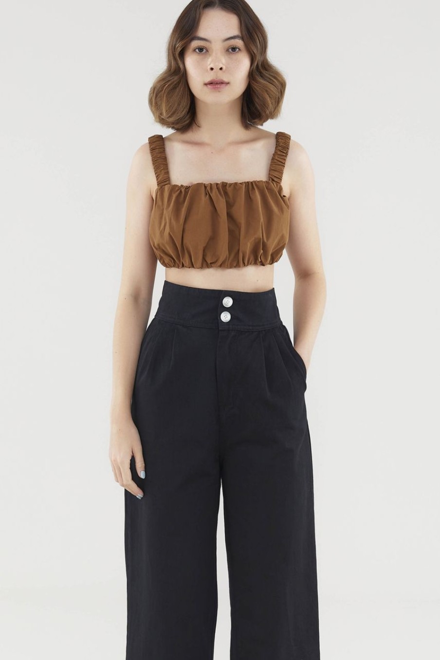 Women The Editor's Market Tops | Willow Bubble Crop Top Pecan