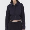 Women The Editor's Market Tops | Elowen Side-Ruch Crop Shirt Black