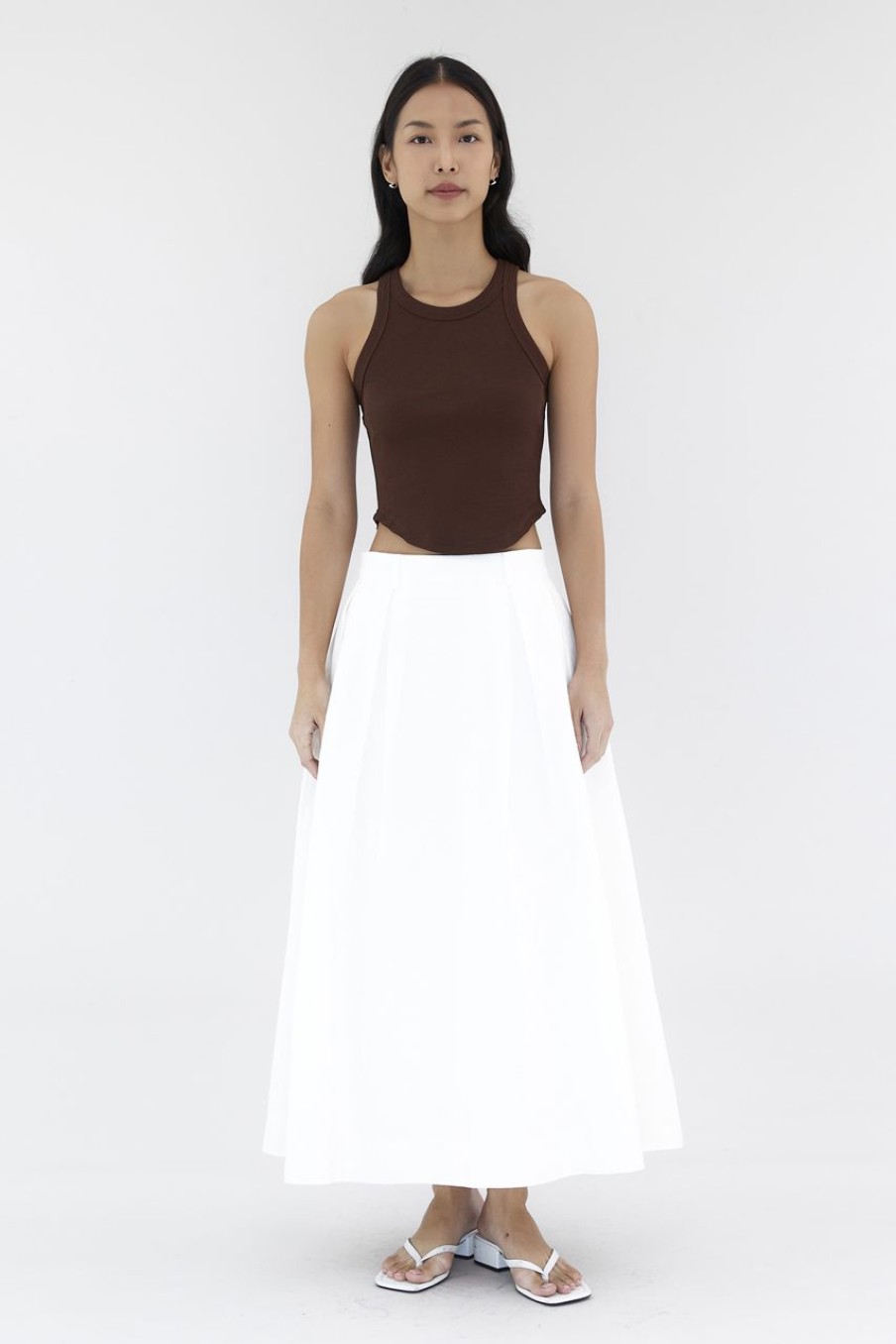 Women The Editor's Market Skirts | Savana Box-Pleat Skirt White