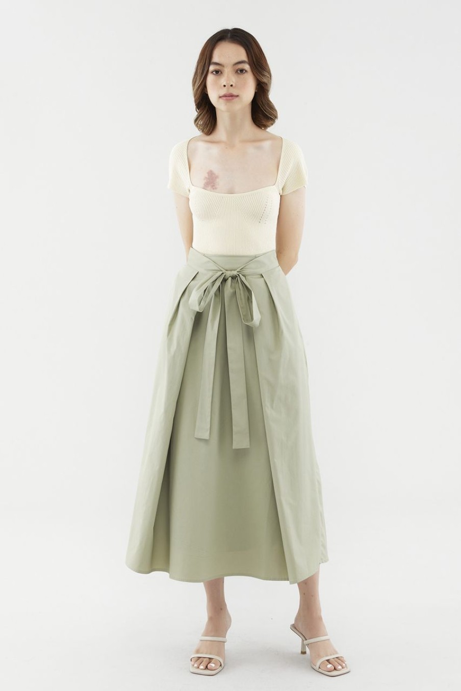 Women The Editor's Market Skirts | Ryley Tie-Front Midi Skirt Pistachio