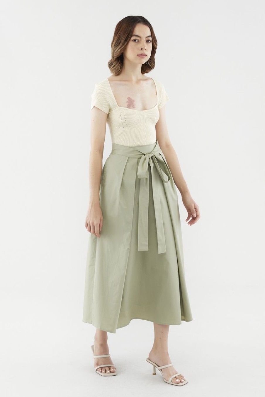 Women The Editor's Market Skirts | Ryley Tie-Front Midi Skirt Pistachio