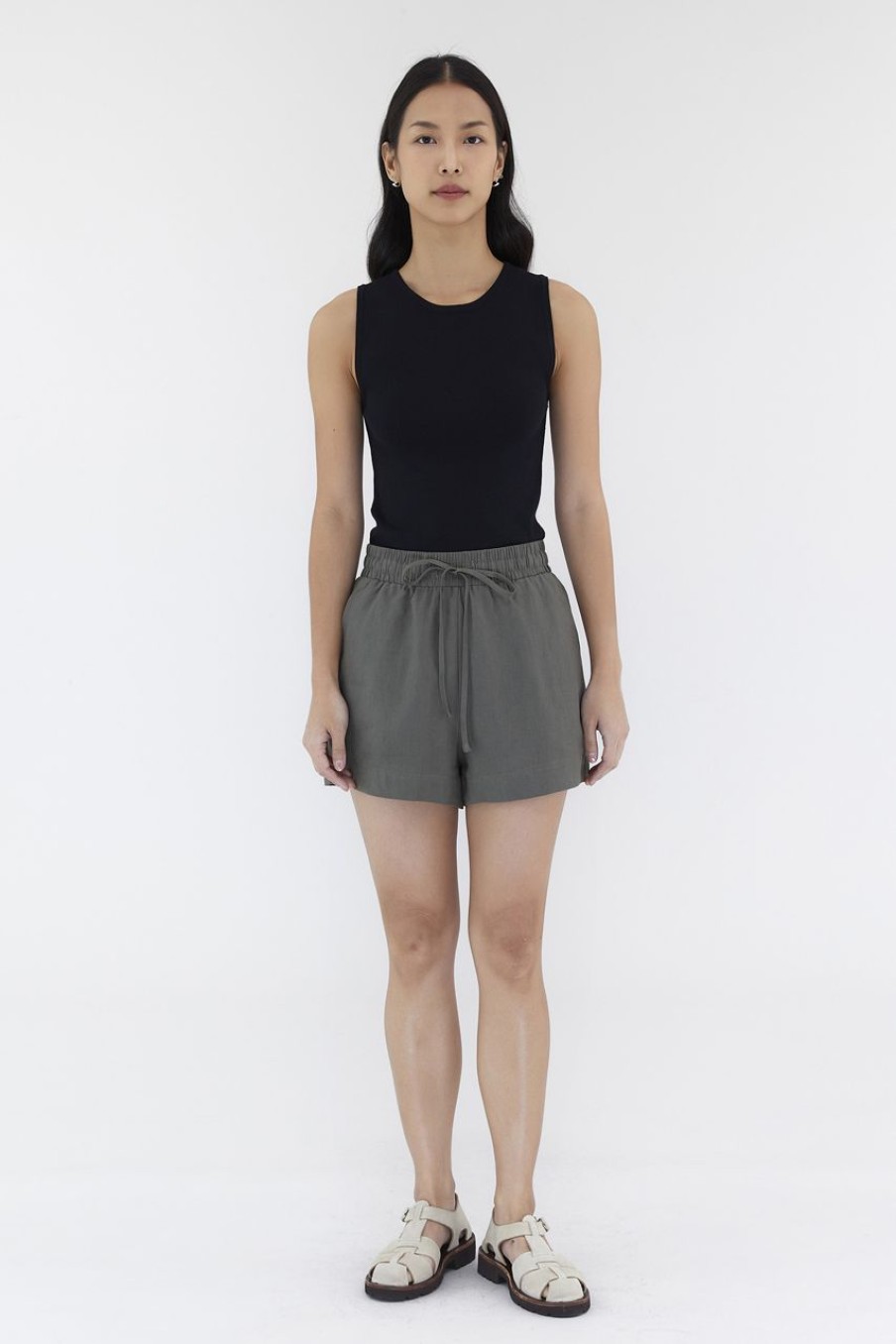 Women The Editor's Market Shorts | Bonita Linen Relaxed Shorts Umber