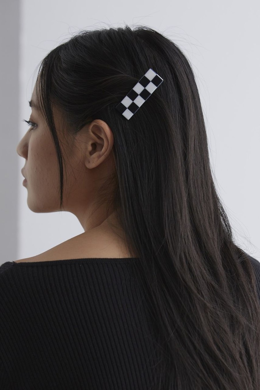 Women Afterall Hair Accessories | Rome Hair Clip White/Black Checks