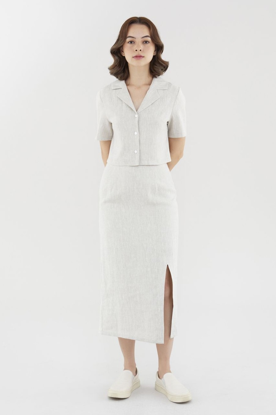 Women The Editor's Market Skirts | Elisia Linen Slip Skirt Sand