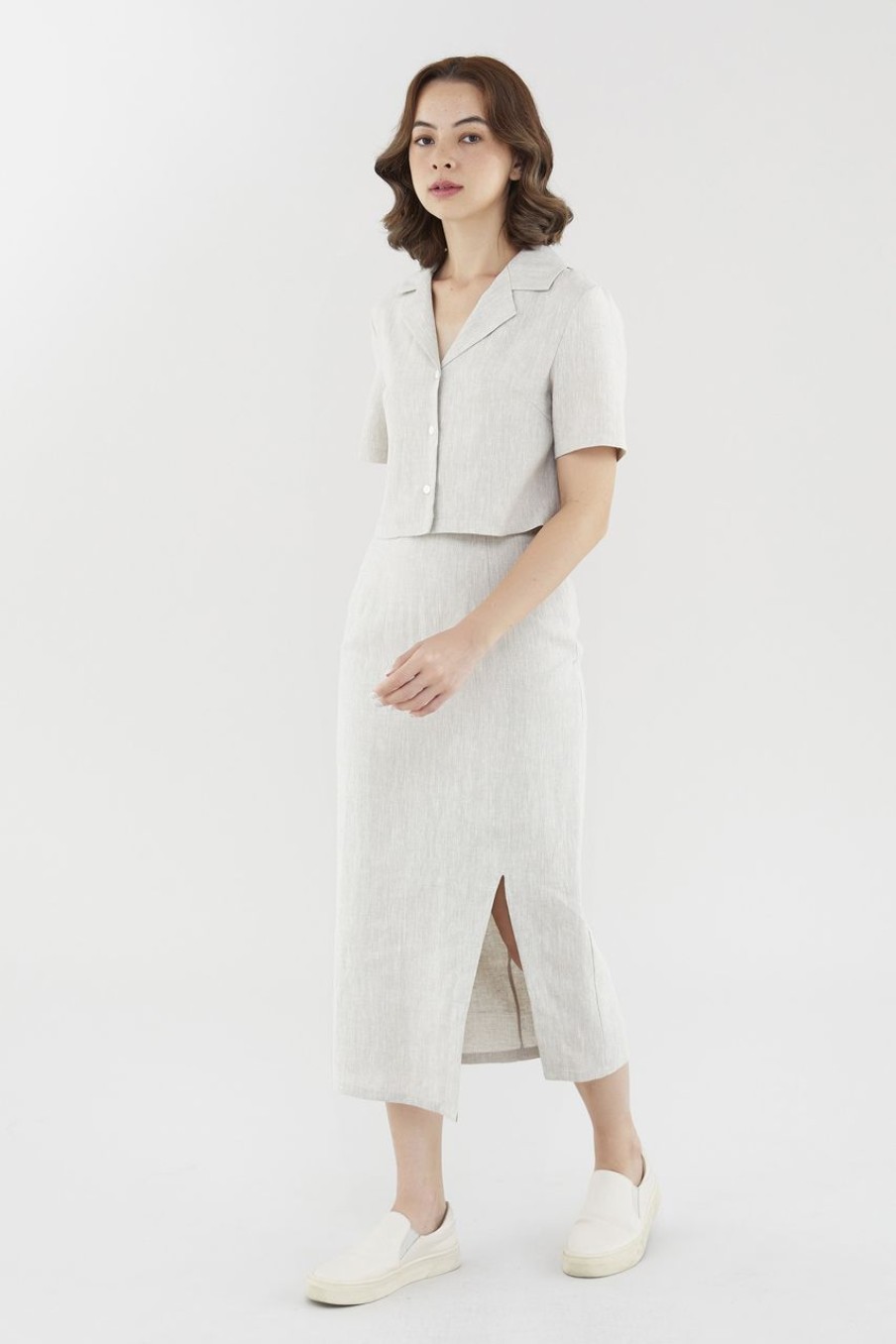 Women The Editor's Market Skirts | Elisia Linen Slip Skirt Sand