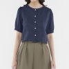 Women The Editor's Market Tops | Kellia Linen Button-Down Top Eclipse