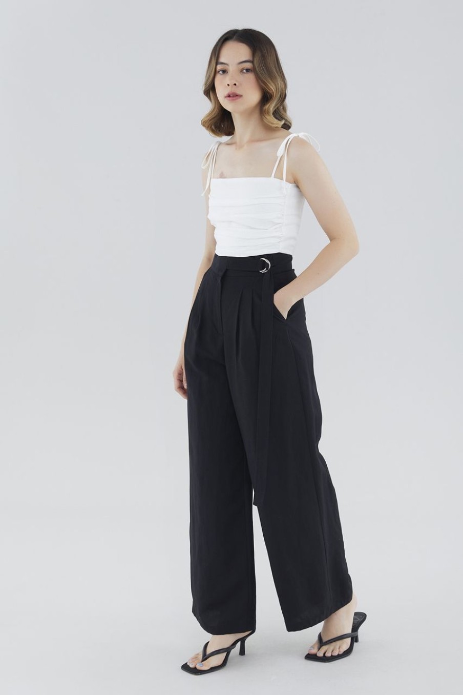 Women The Editor's Market Pants | Omyra Belted Pants Black