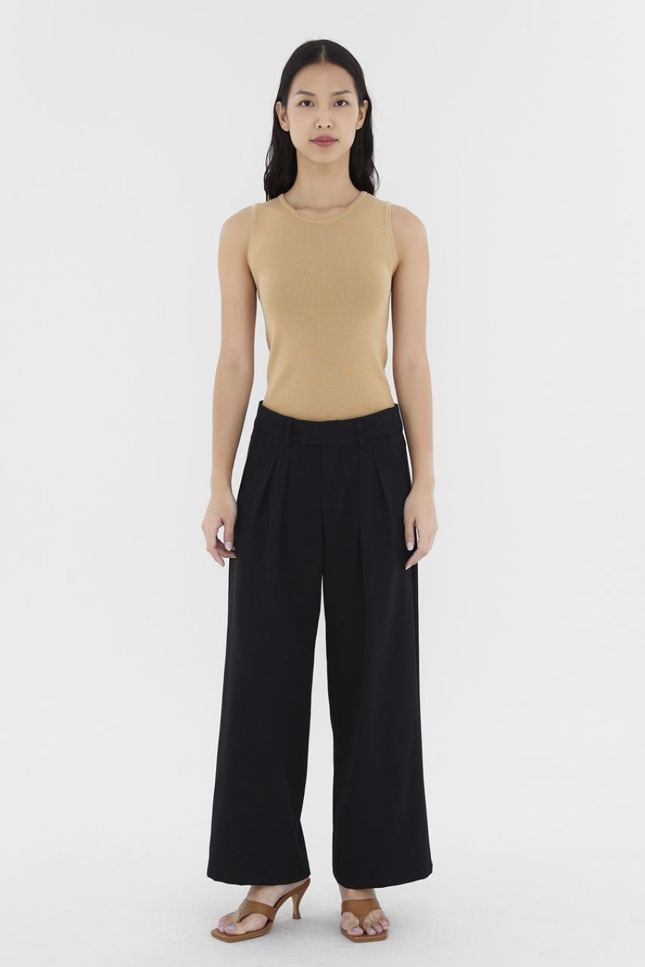 Women The Editor's Market Pants | Juralle Low-Rise Tailored Pants Black