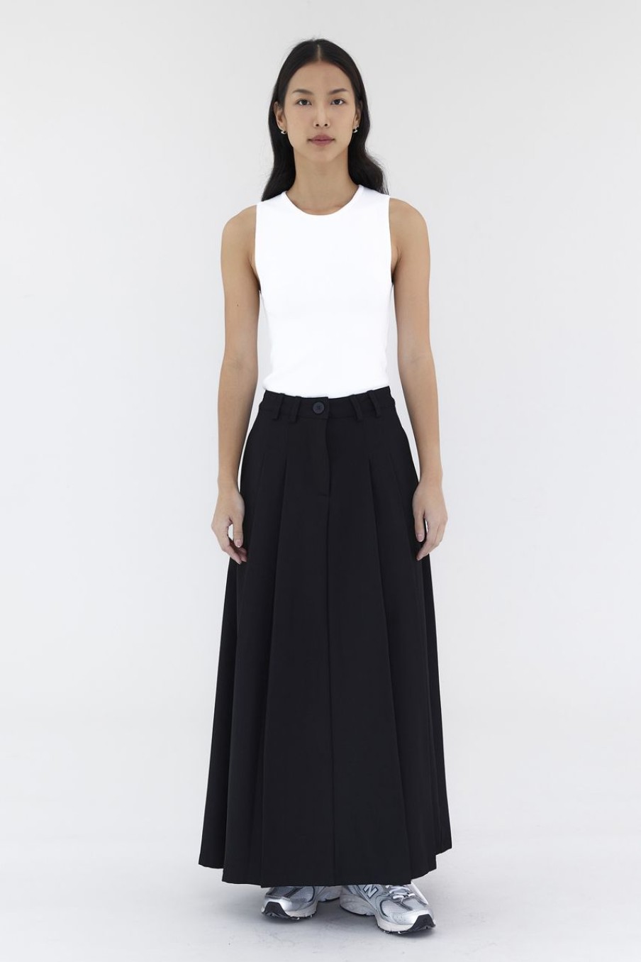 Women The Editor's Market Skirts | Juna Mid-Rise A-Line Skirt Black