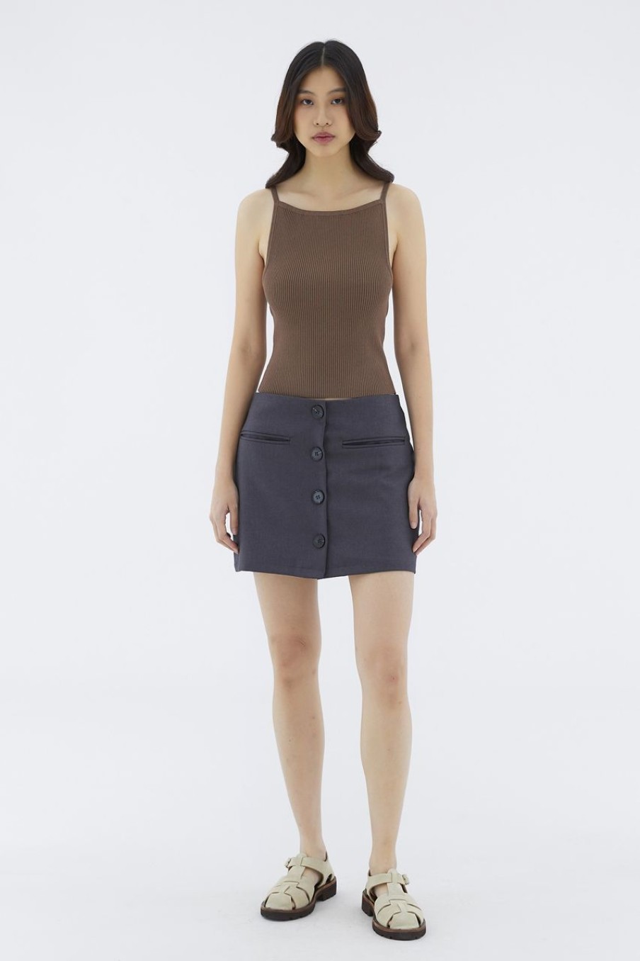 Women The Editor's Market Skirts | Felane Low-Rise Mini Skirt Charcoal