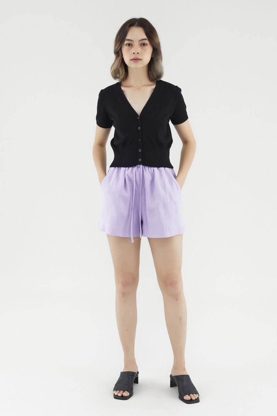 Women The Editor's Market Shorts | Bonita Linen Relaxed Shorts Lilac