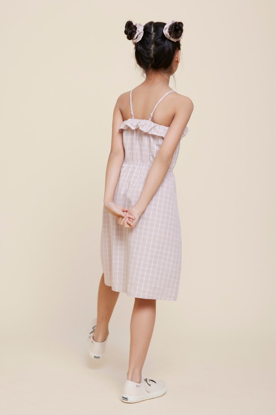 Kids Evryday Studios | Ruffle Midi Dress Sand Plaid