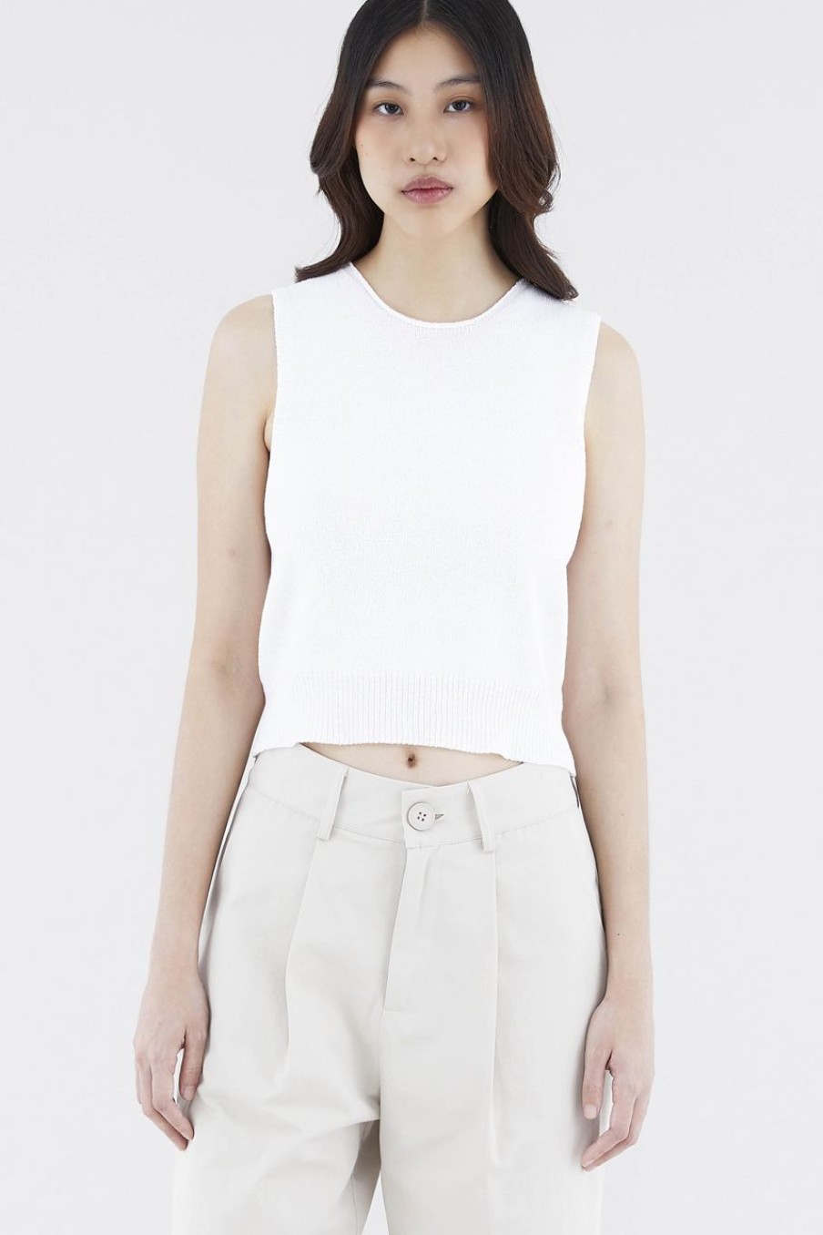 Women The Editor's Market Tops | Ranyon Relaxed Knit Tank White