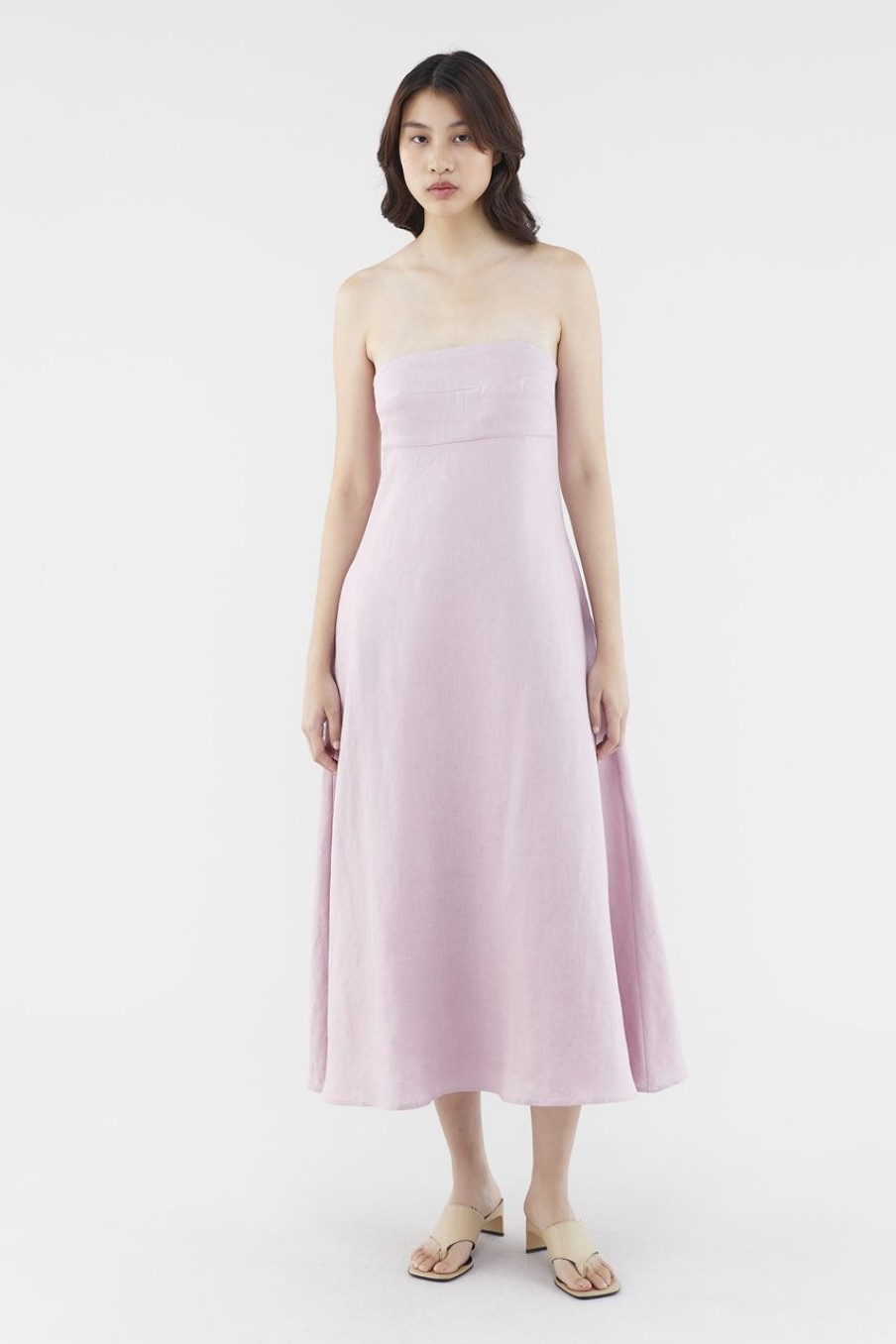 Women The Editor's Market Dresses | Alexis Linen Empire Tube Dress Dusty Pink