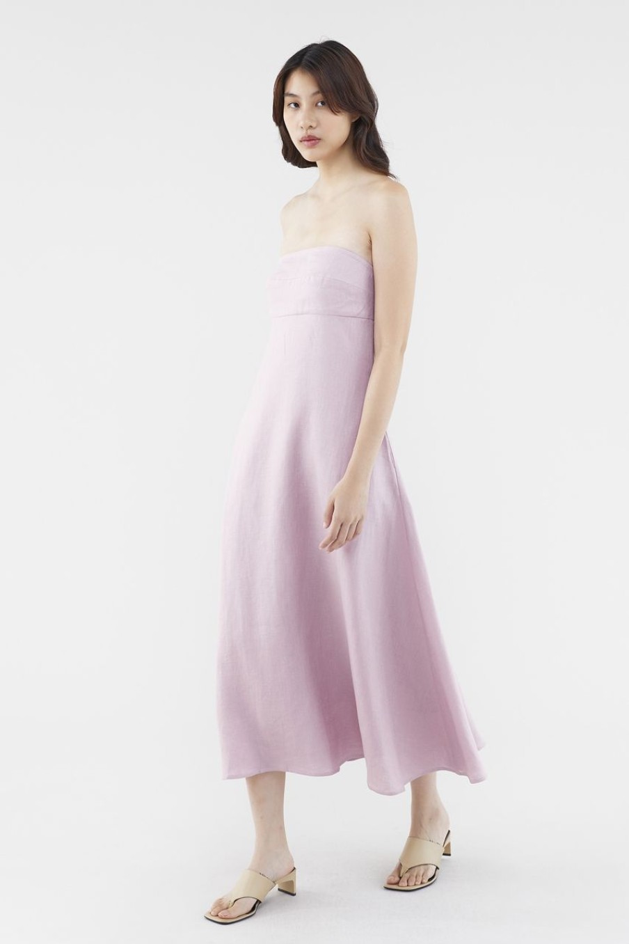 Women The Editor's Market Dresses | Alexis Linen Empire Tube Dress Dusty Pink