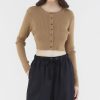 Women The Editor's Market Tops | Daena Button-Down Knit Top Camel