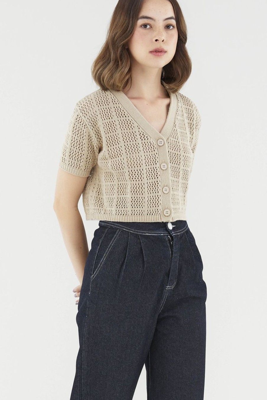 Women The Editor's Market Tops | Adelisa Crochet Top Taupe