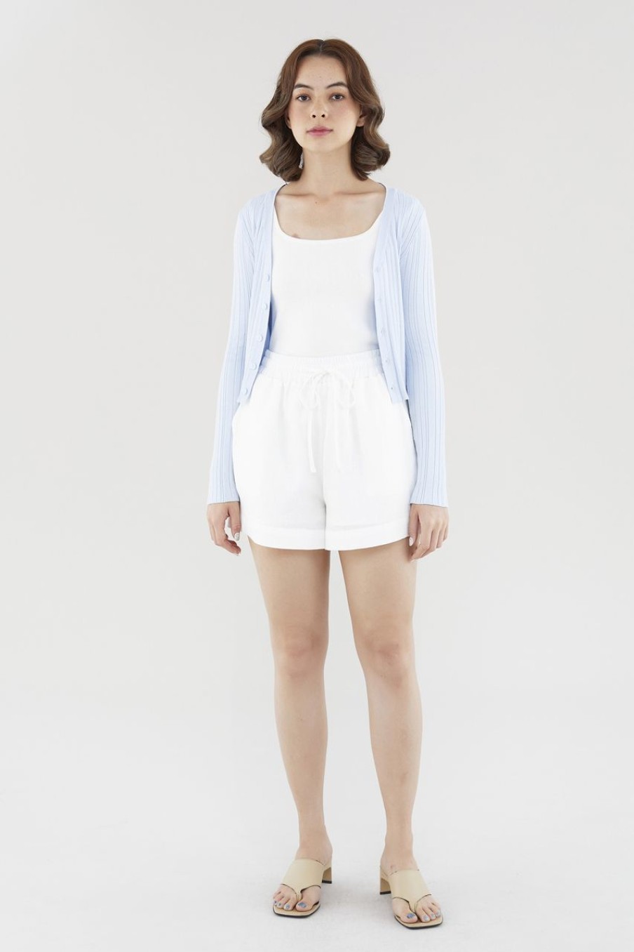 Women Palette Tops | Drena Crop Cardigan Baby Blue