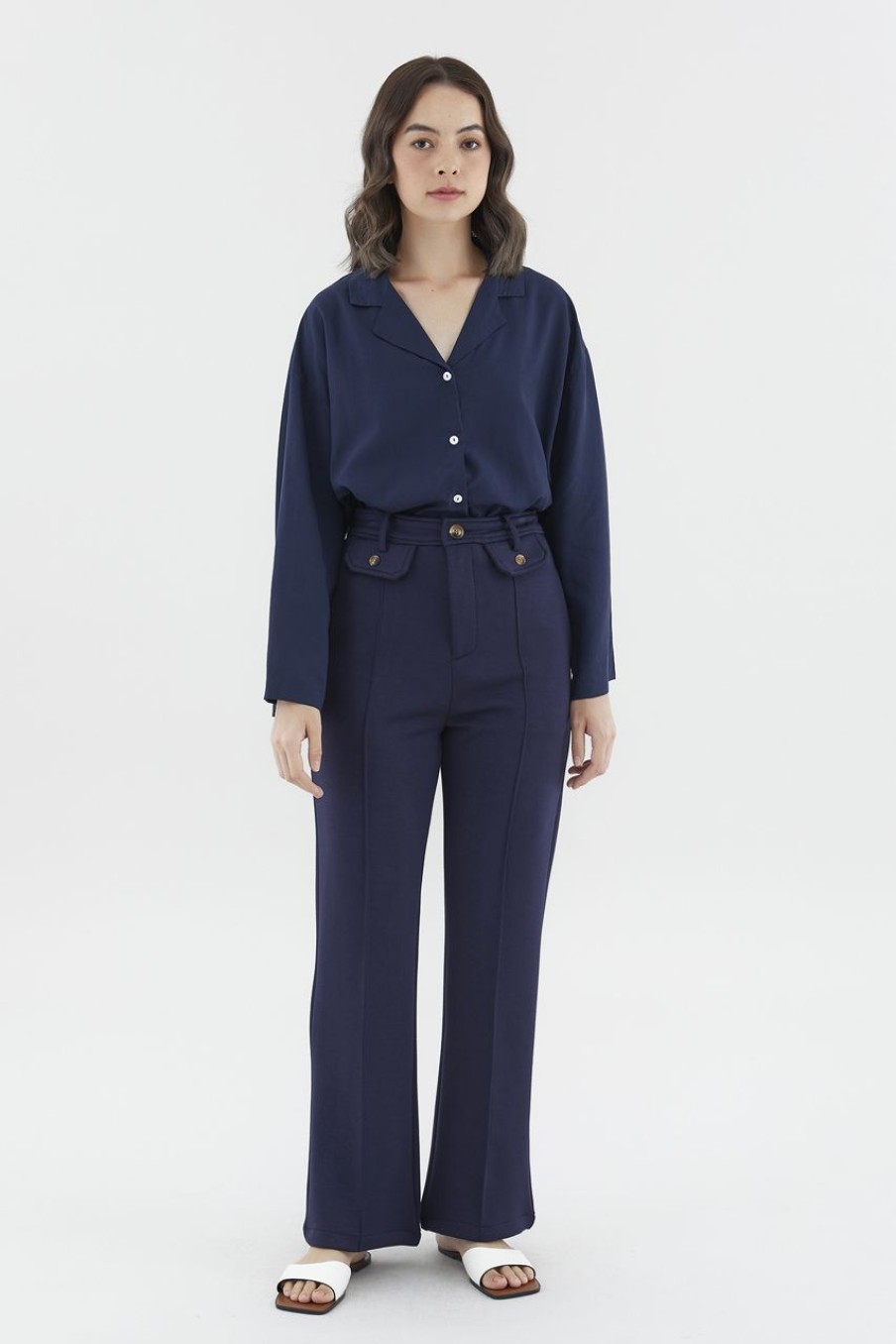 Women The Editor's Market Pants | Bristol Relaxed Pants Navy Blue