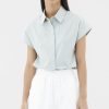 Women The Editor's Market Tops | Nomi Boxy Shirt Chalk Green