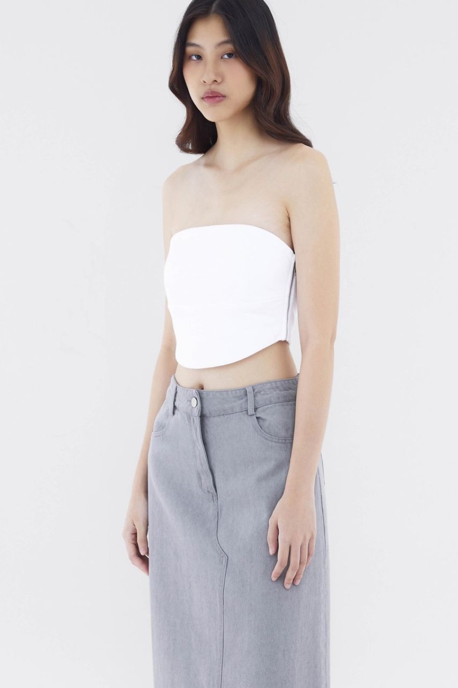 Women The Editor's Market Tops | Kryga Curve Hem Bandeau White