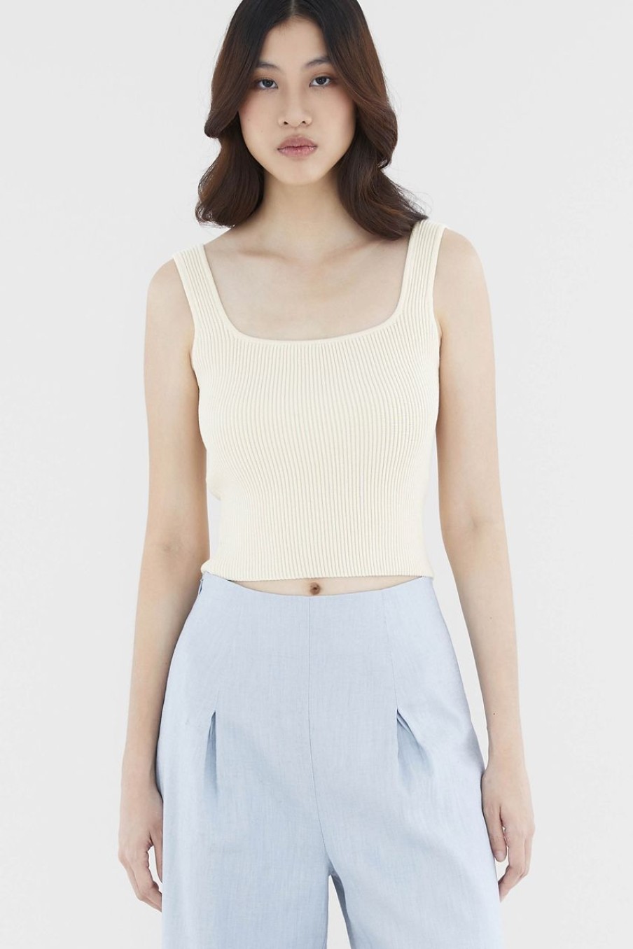 Women The Editor's Market Tops | Skylene Square Neck Tank Oat