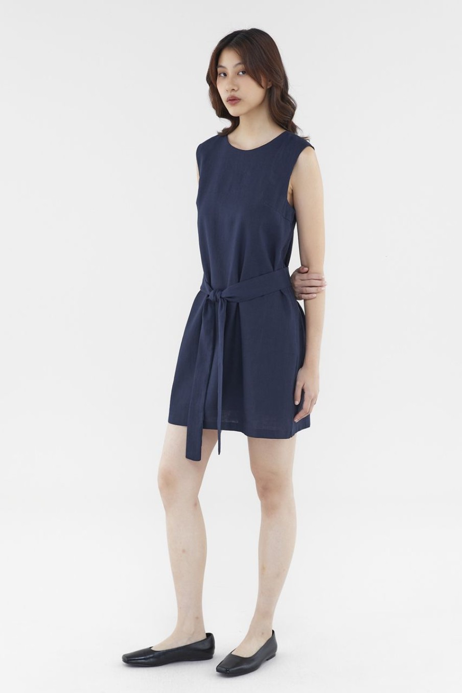 Women The Editor's Market Dresses | Rylee Linen Open-Back Dress Eclipse