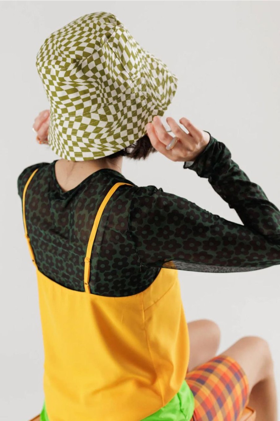 Women Baggu Hats | Baggu Bucket Hat Moss Trippy Checker