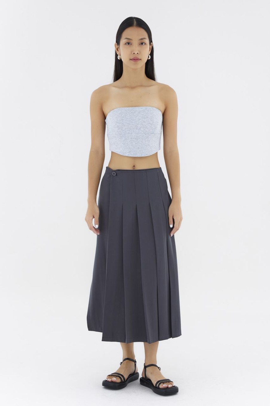 Women The Editor's Market Skirts | Mayce Mid-Rise Pleated Skirt Charcoal