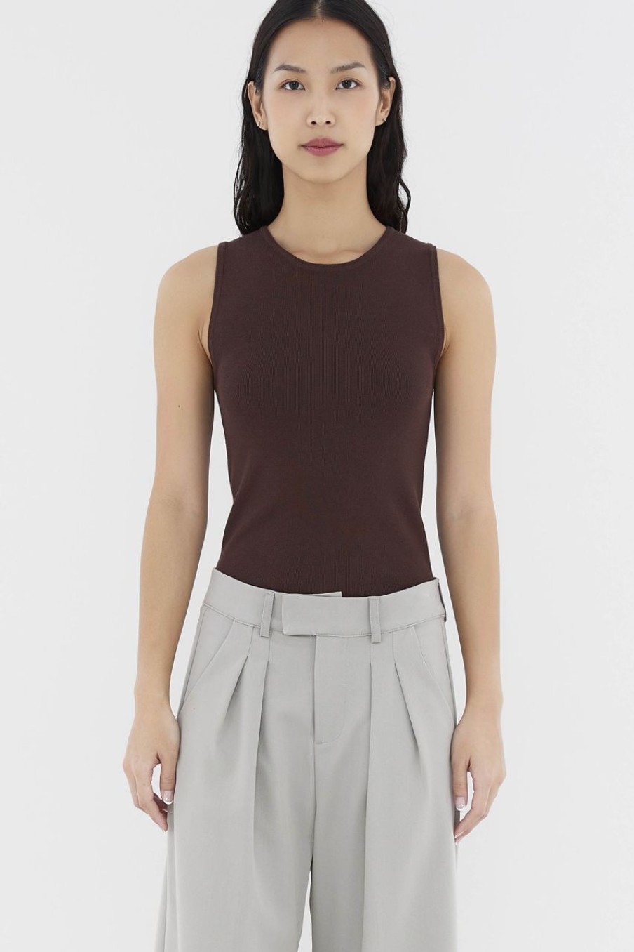 Women The Editor's Market Tops | Judie Knit Tank Espresso