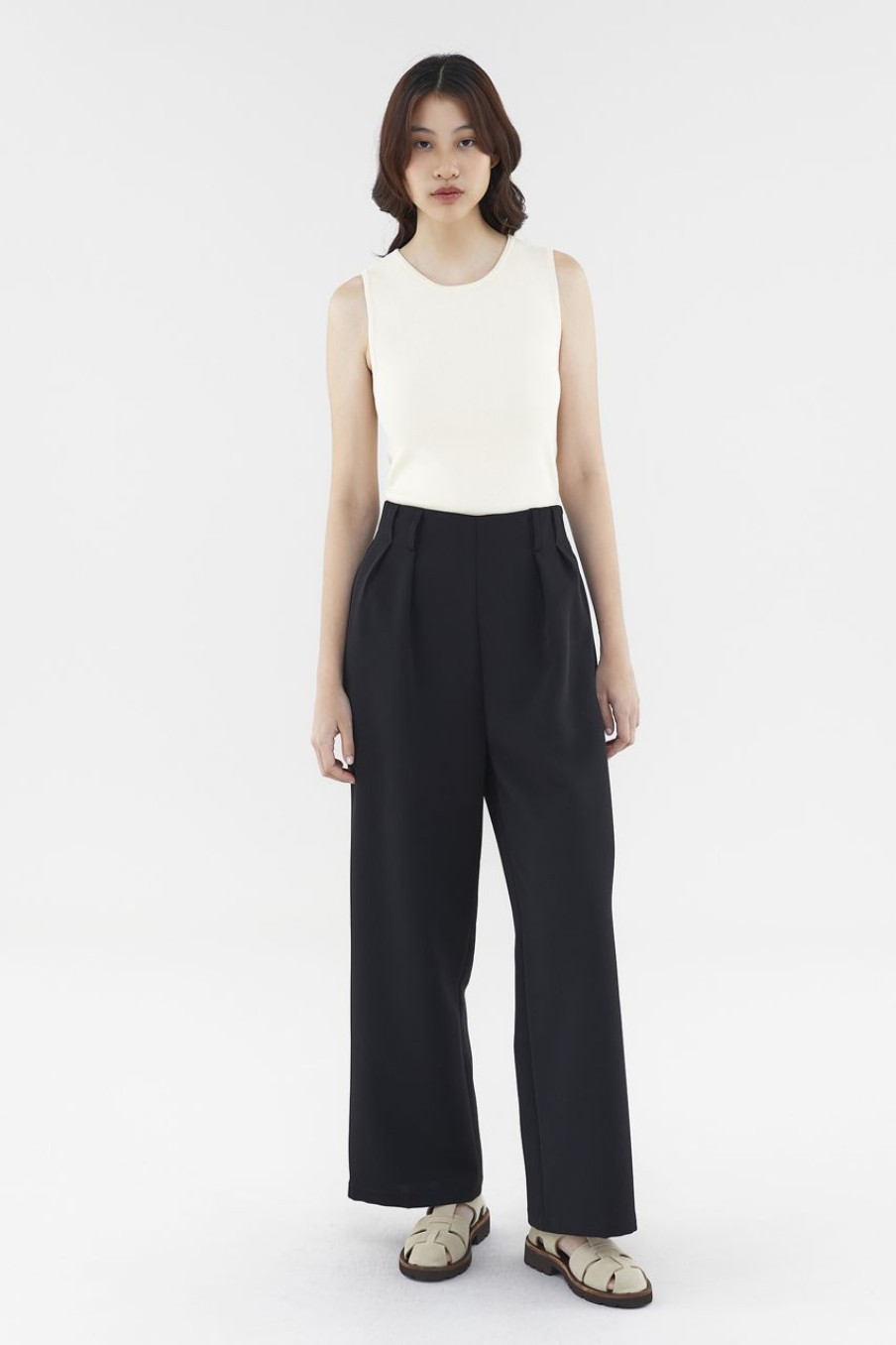 Women The Editor's Market Pants | Everly Pleated Pants Black