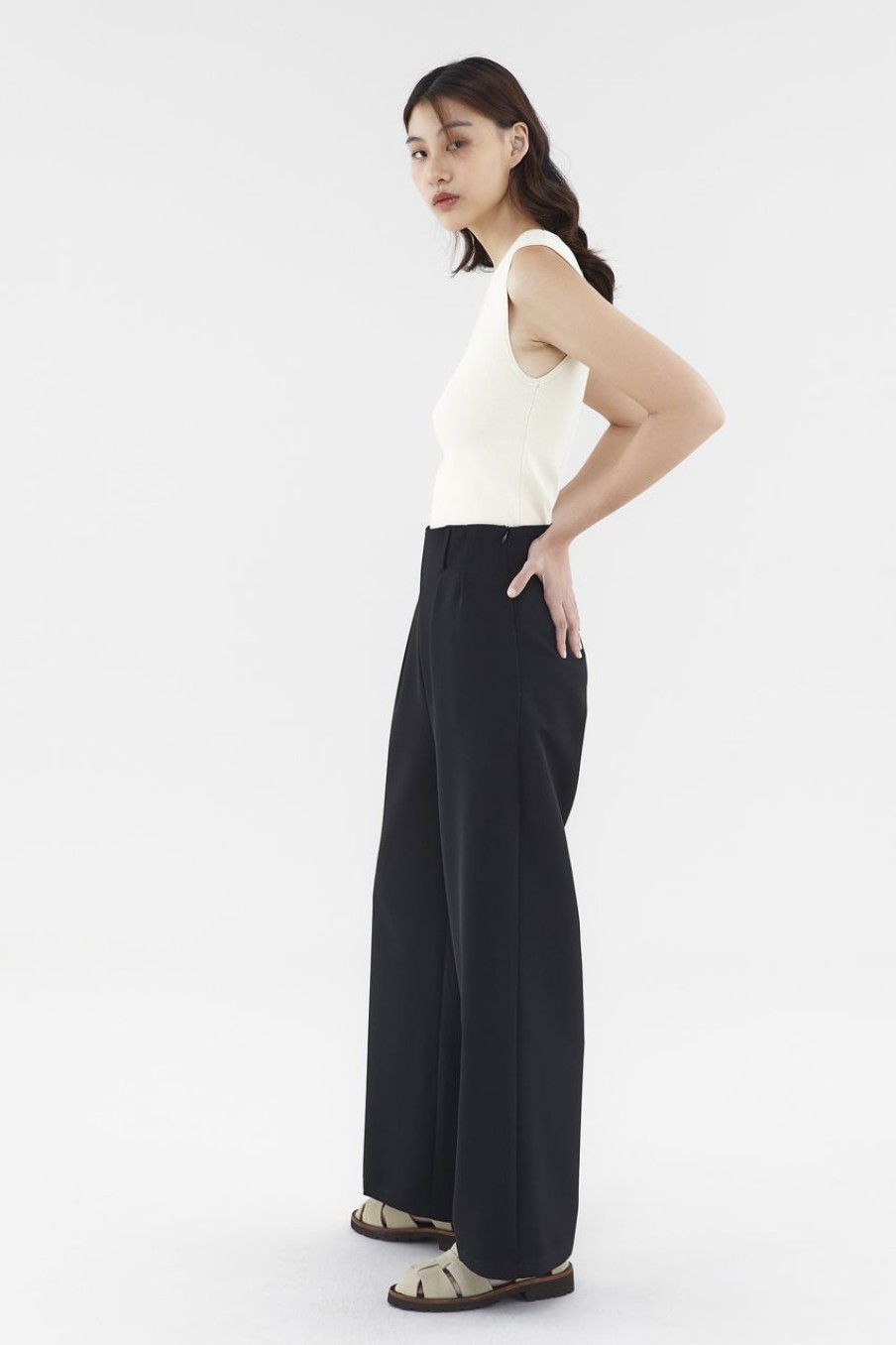 Women The Editor's Market Pants | Everly Pleated Pants Black