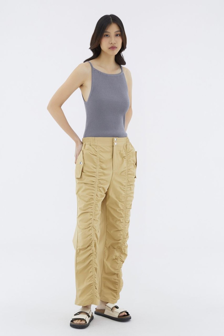 Women The Editor's Market Pants | Julby Ruched Straight Pants Camel