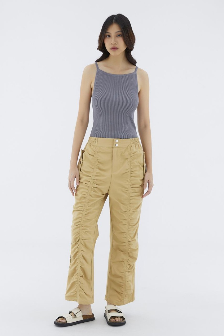 Women The Editor's Market Pants | Julby Ruched Straight Pants Camel