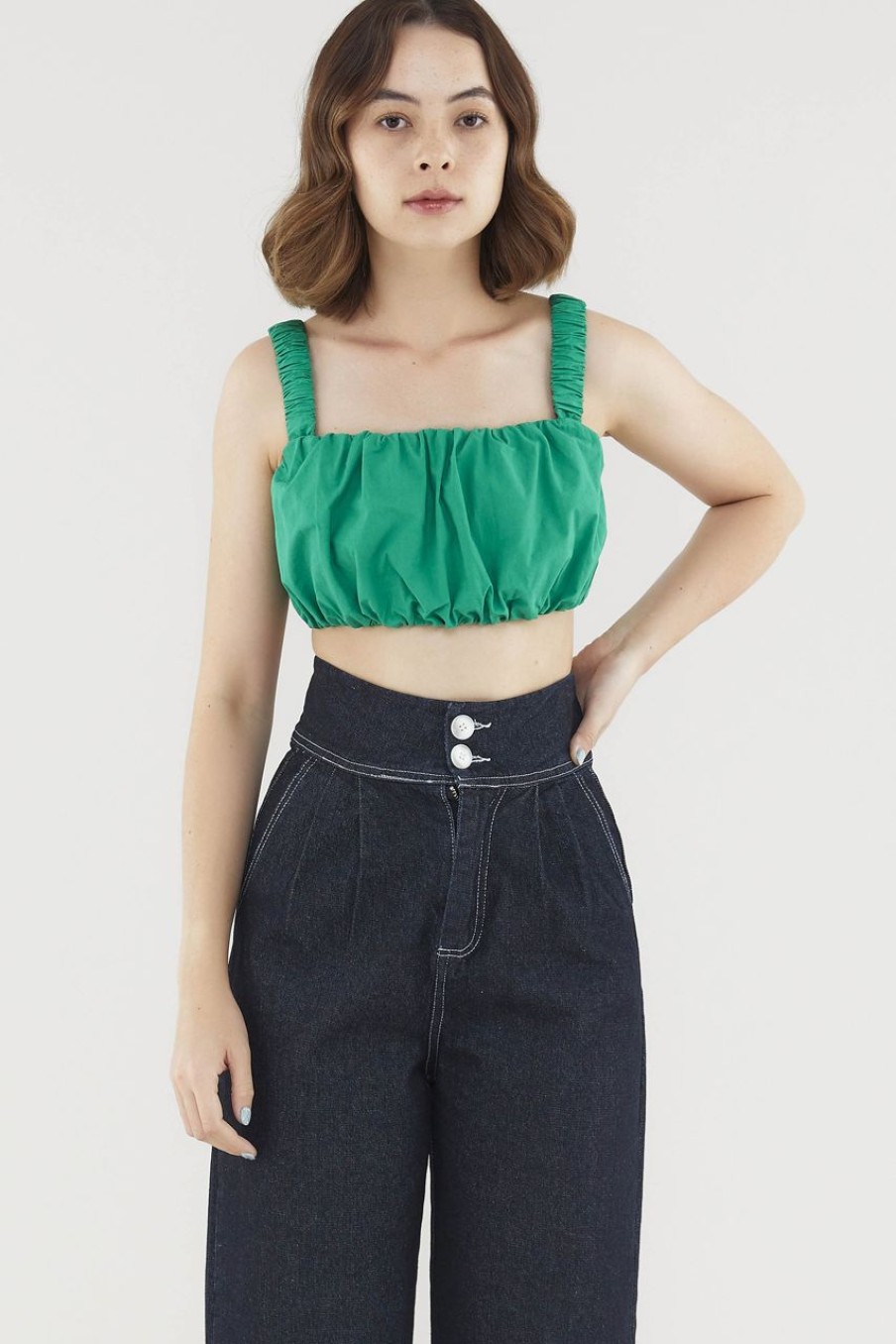 Women The Editor's Market Tops | Willow Bubble Crop Top Lush Green