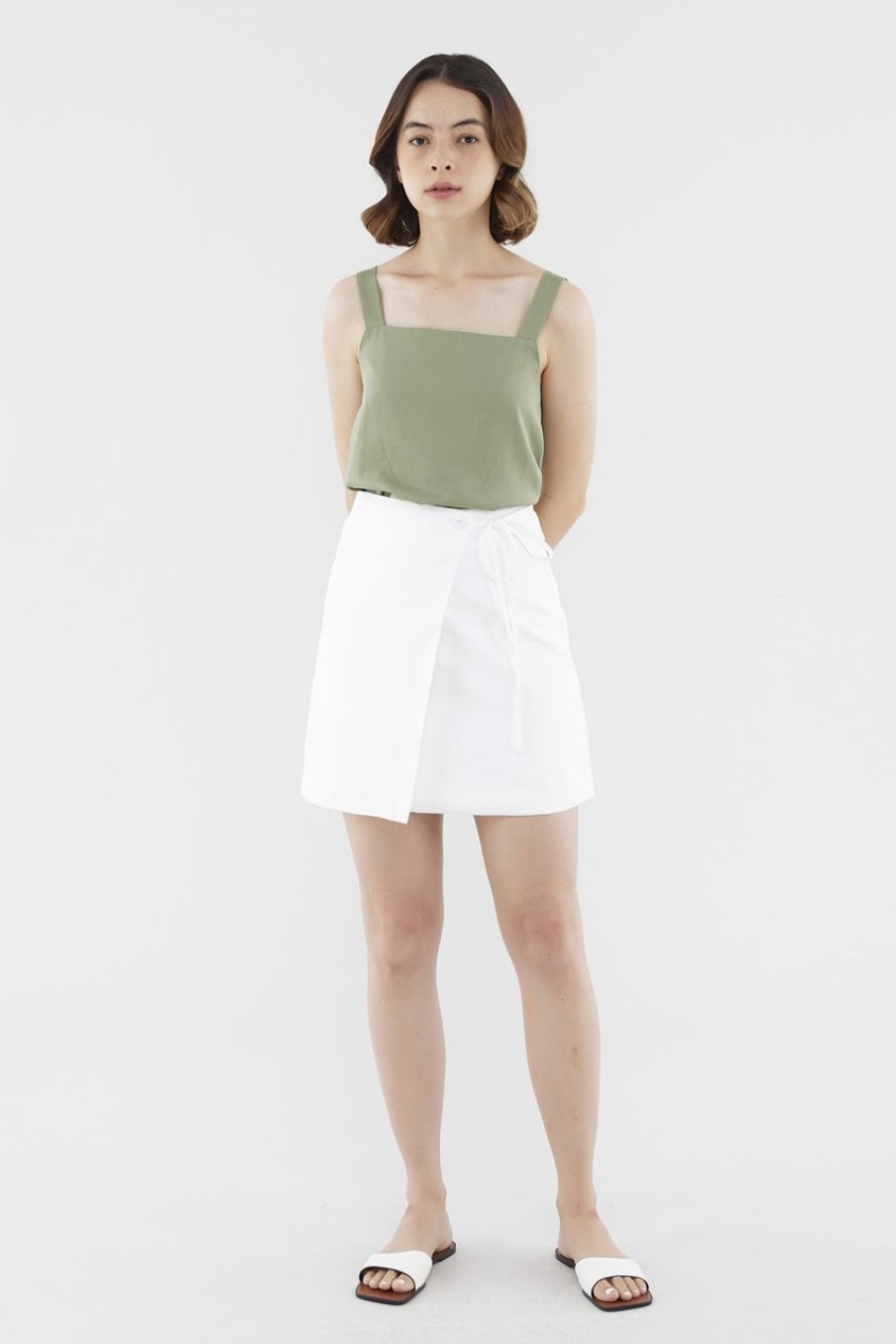 Women The Editor's Market Skirts | Kelsey Wrap-Front Mini Skirt White