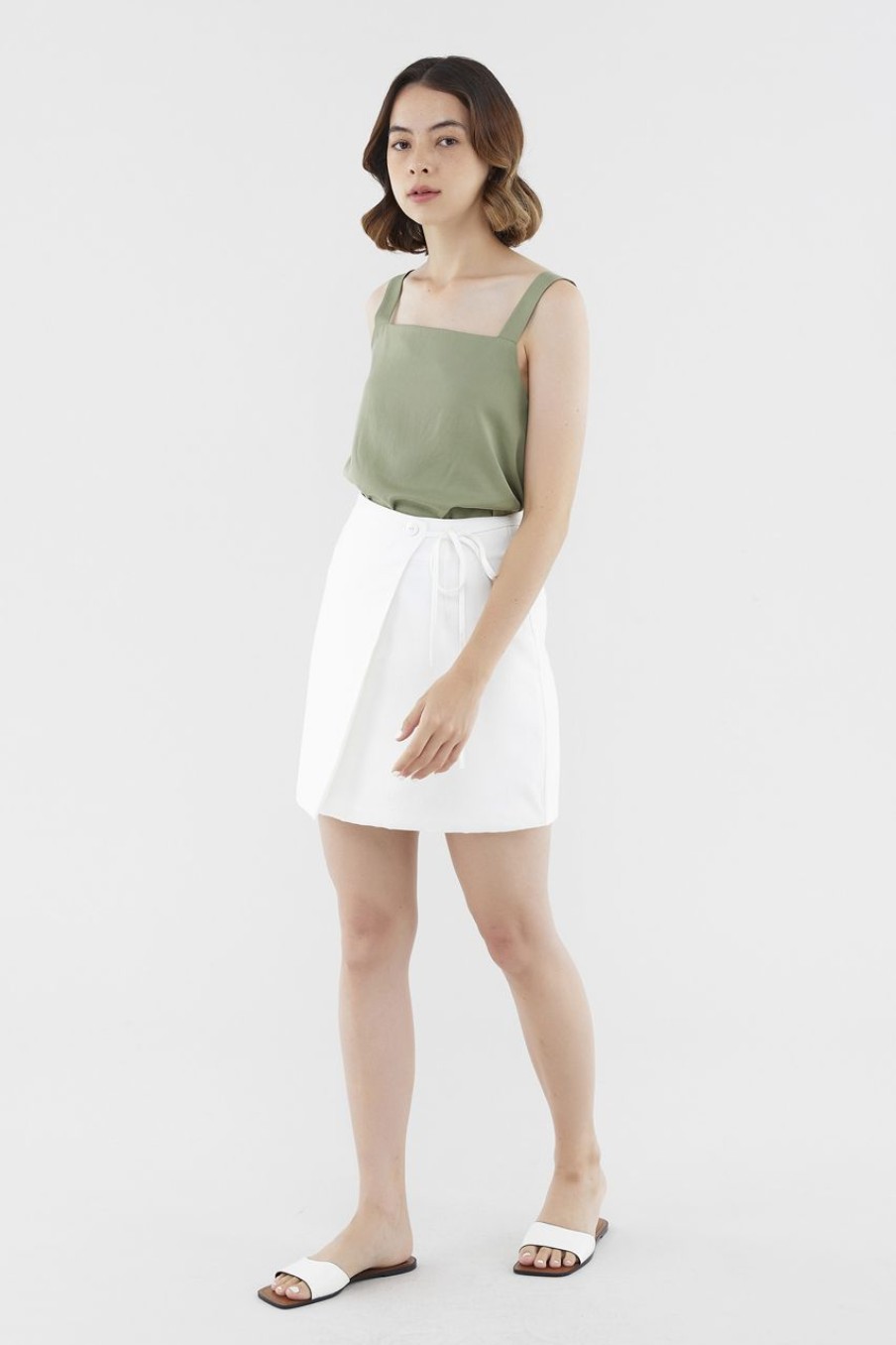 Women The Editor's Market Skirts | Kelsey Wrap-Front Mini Skirt White