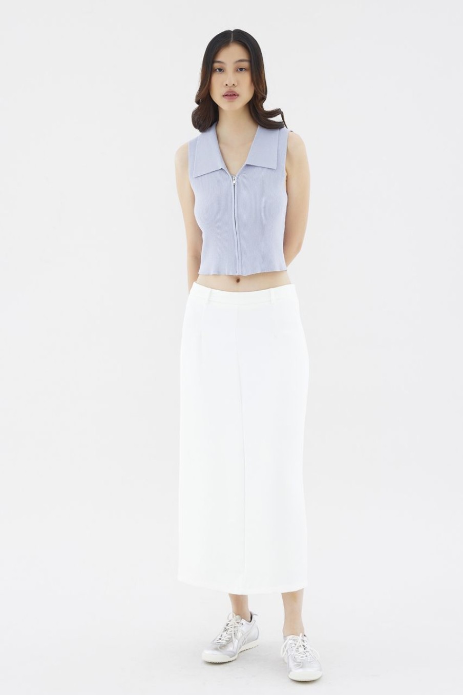 Women The Editor's Market Skirts | Derrica Mid-Rise Skirt White