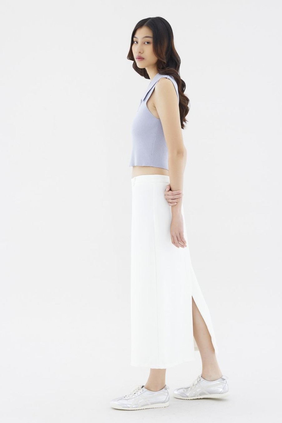 Women The Editor's Market Skirts | Derrica Mid-Rise Skirt White