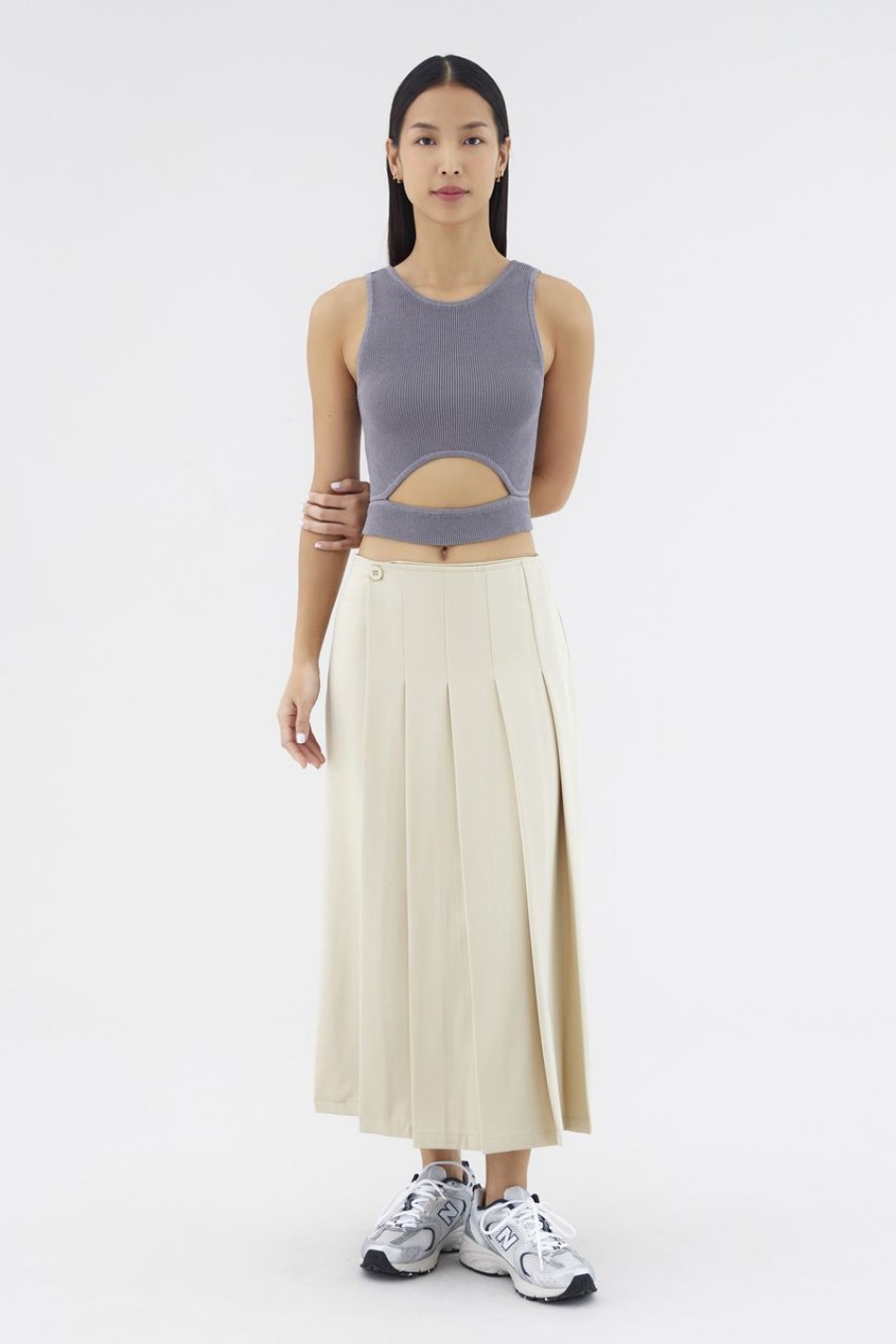 Women The Editor's Market Tops | Felisca Cut-Out Crop Tank Coal