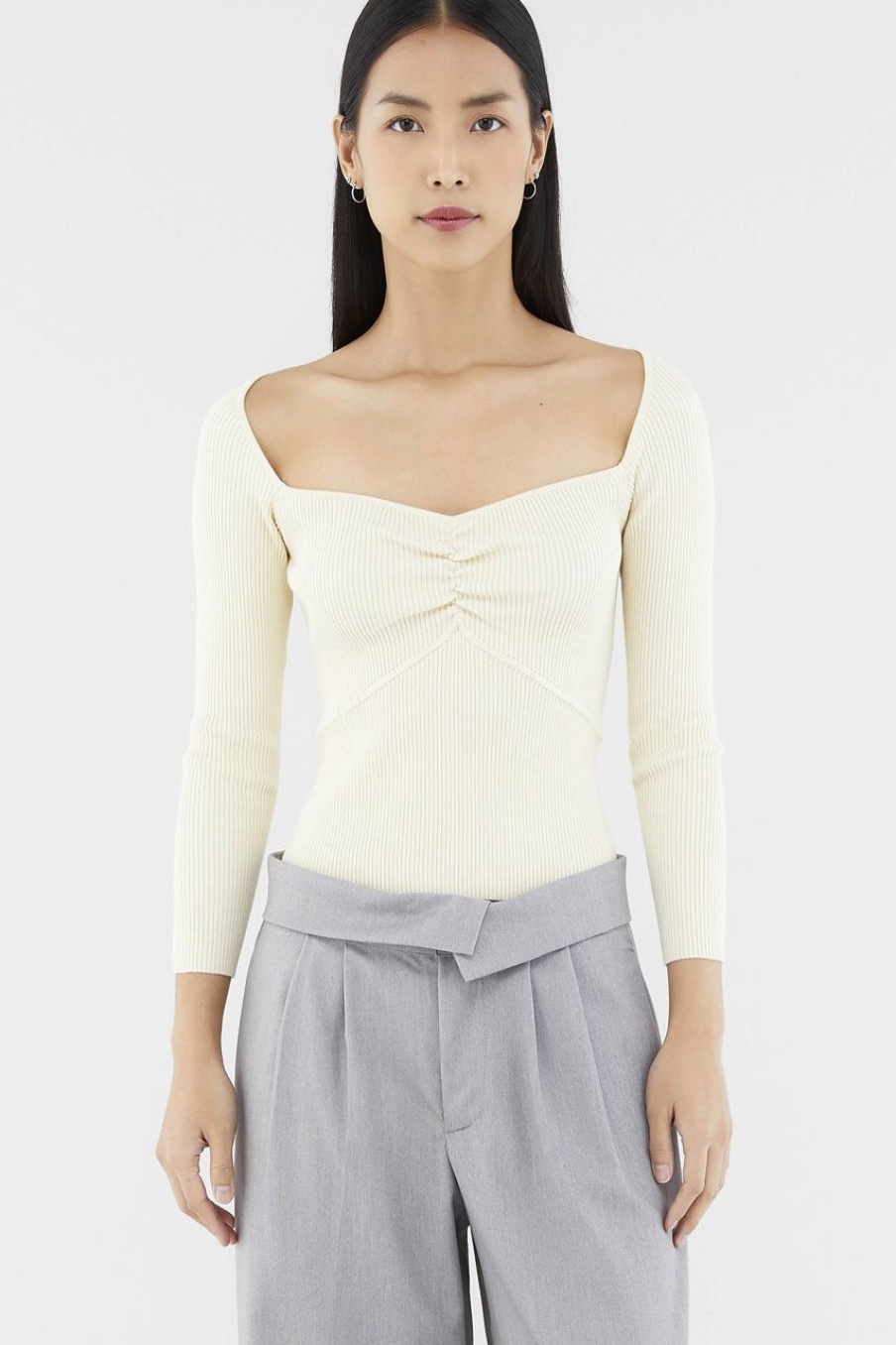 Women The Editor's Market Tops | Ariele Ruch Front Knit Top Oat