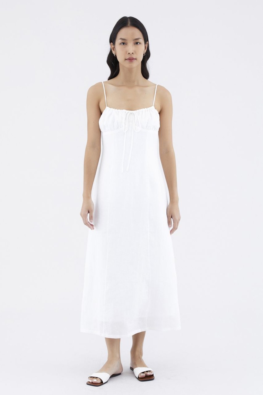 Women The Editor's Market Dresses | Gwenette Linen Bustier Dress White