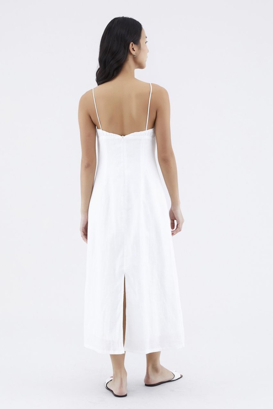 Women The Editor's Market Dresses | Gwenette Linen Bustier Dress White