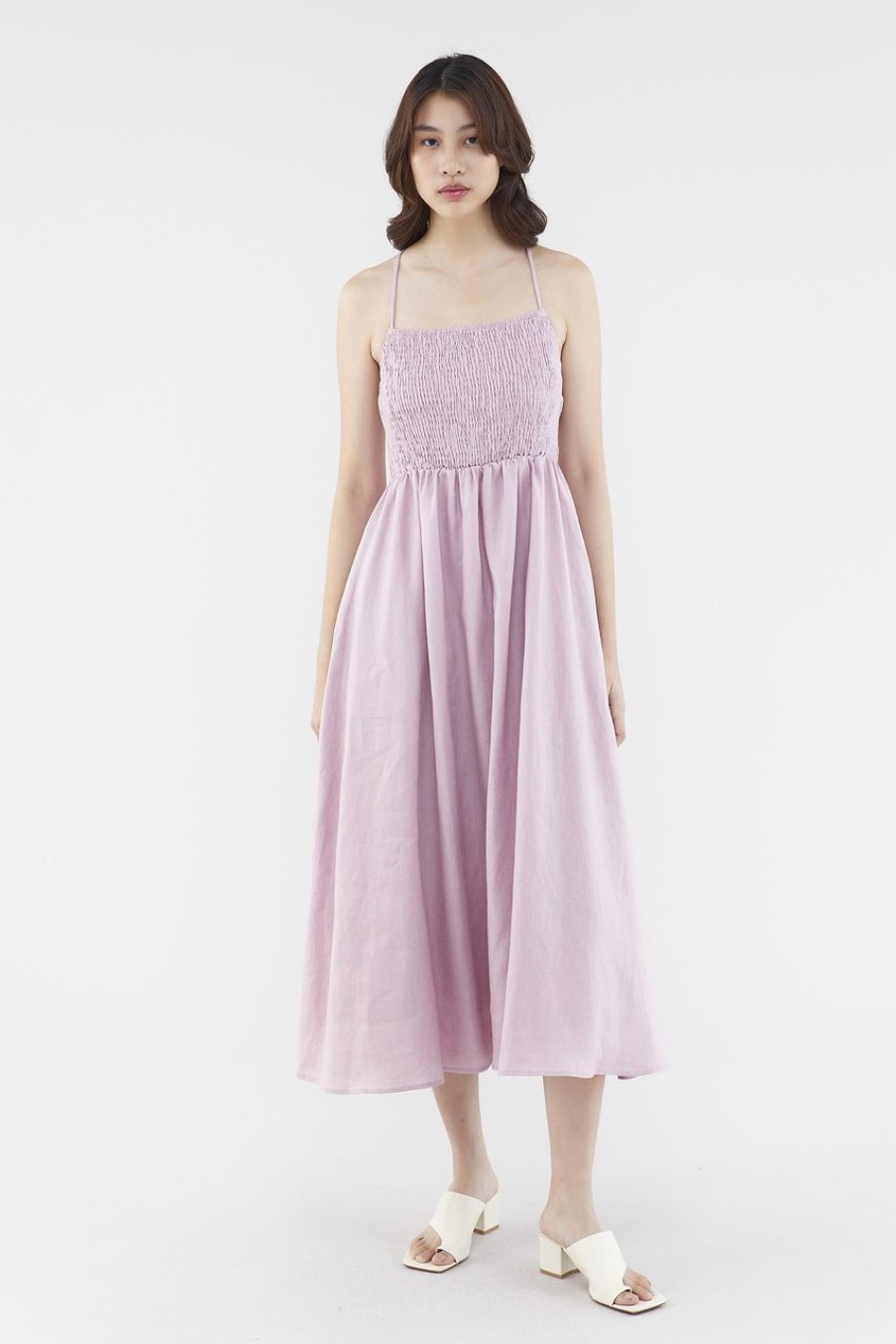 Women The Editor's Market Dresses | Zelda Linen Cross-Back Dress Dusty Pink