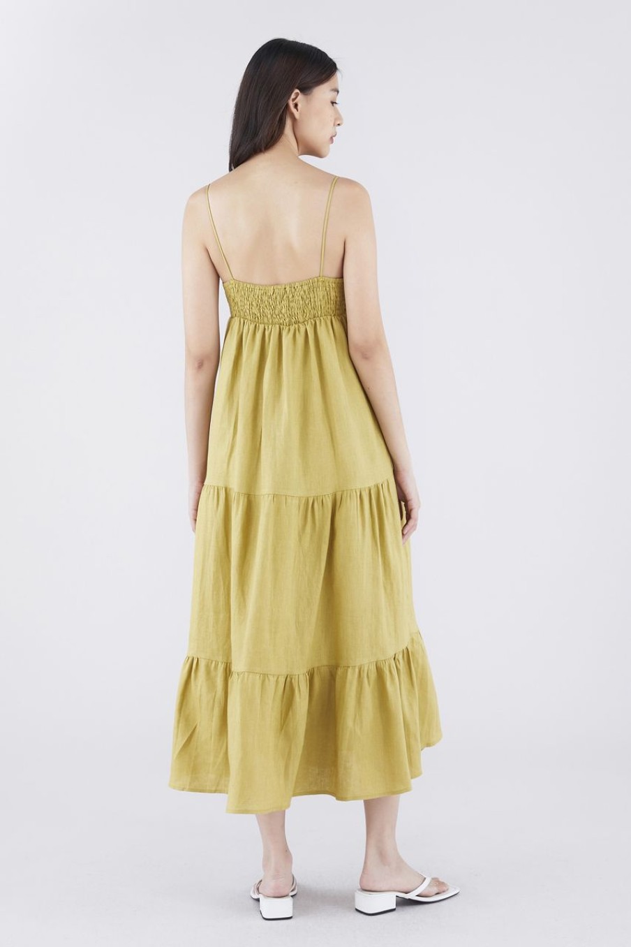 Women The Editor's Market Dresses | Rorie Linen Tiered Dress Citron